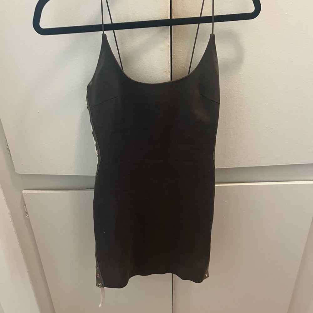 Vatanika lace up military green dress